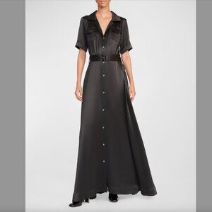 NWT – STAUD Millie Belted Short-Sleeve Maxi Dress – Black – Size 2